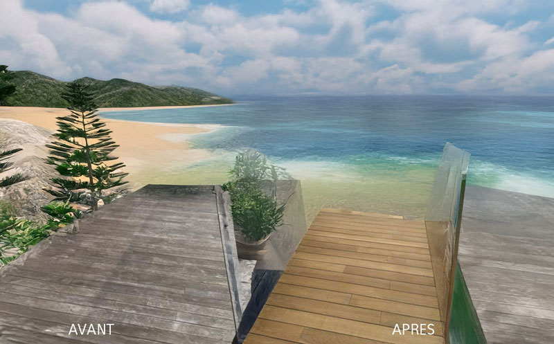Exemple de deux terrasses avant et après dégrisage