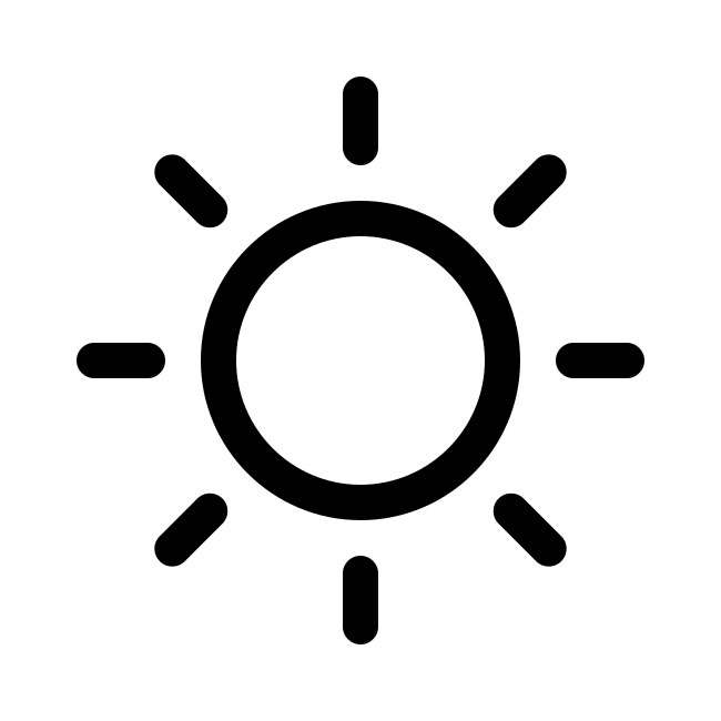 Icone noir et blanc d'un soleil