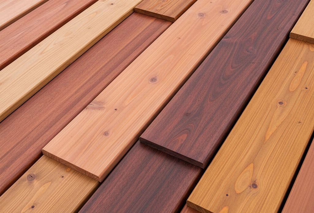page-choisir_sa_terrasse_sarljsb_negoce_bois plusieurs lames de bois résineux et exotiques